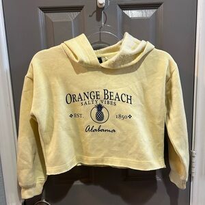 Yellow Orange Beach Cropped Hoodie